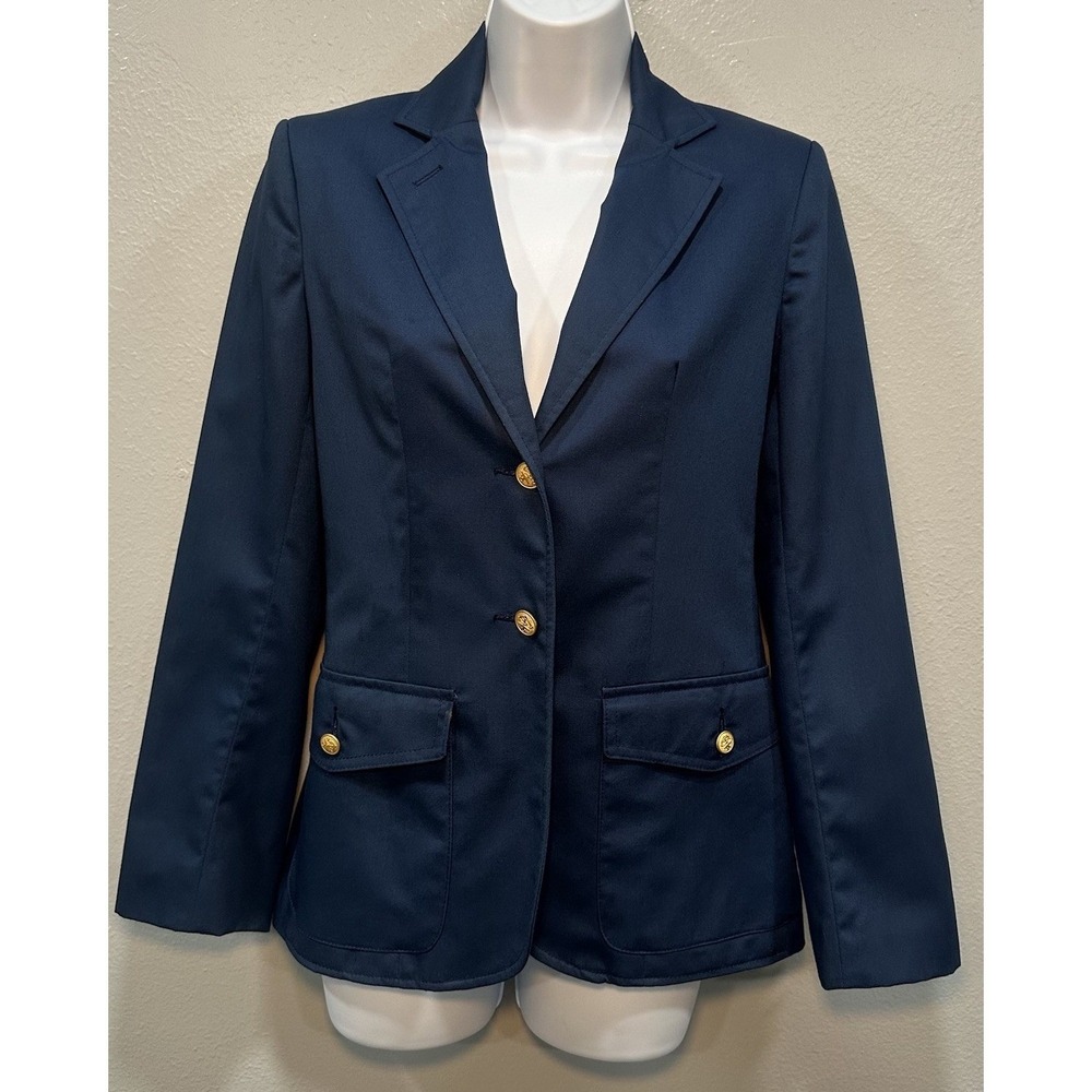 Liz Claiborne Women's Blazer Sz 4 Teal Blue Pockets Lining Single Breast Preppy